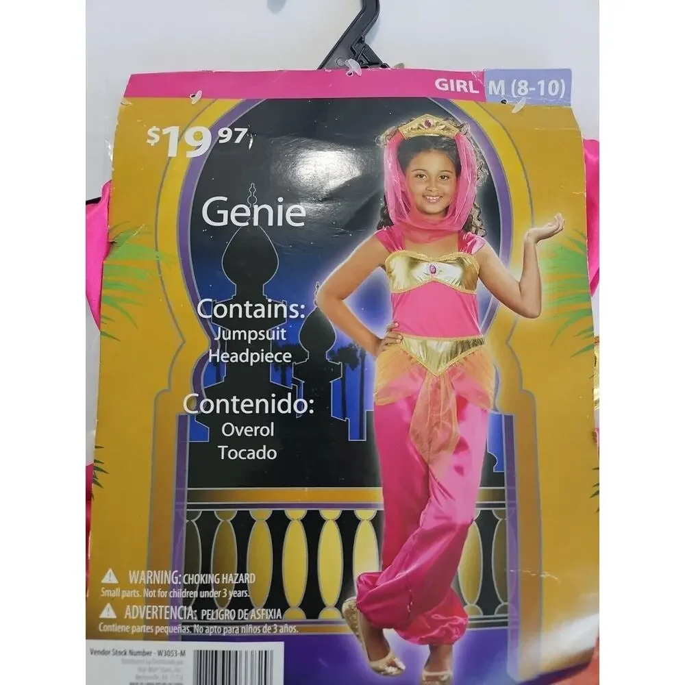 NWT Genie Girl Costume Size M (8-10) Pink And Gold‎